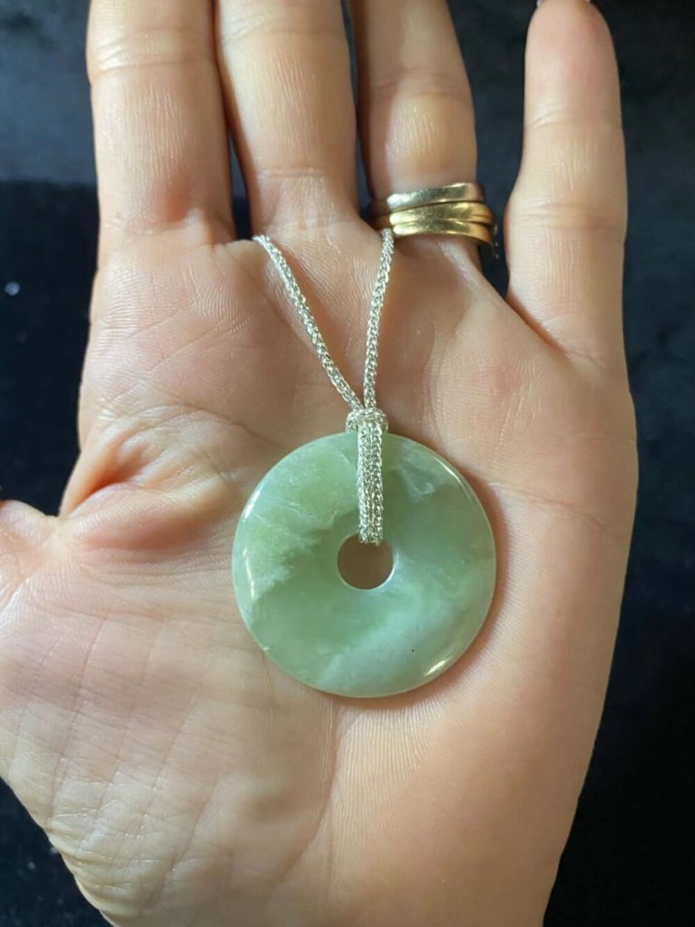 Natural Hand Carved Jade Pendant with Box Chain Unisex